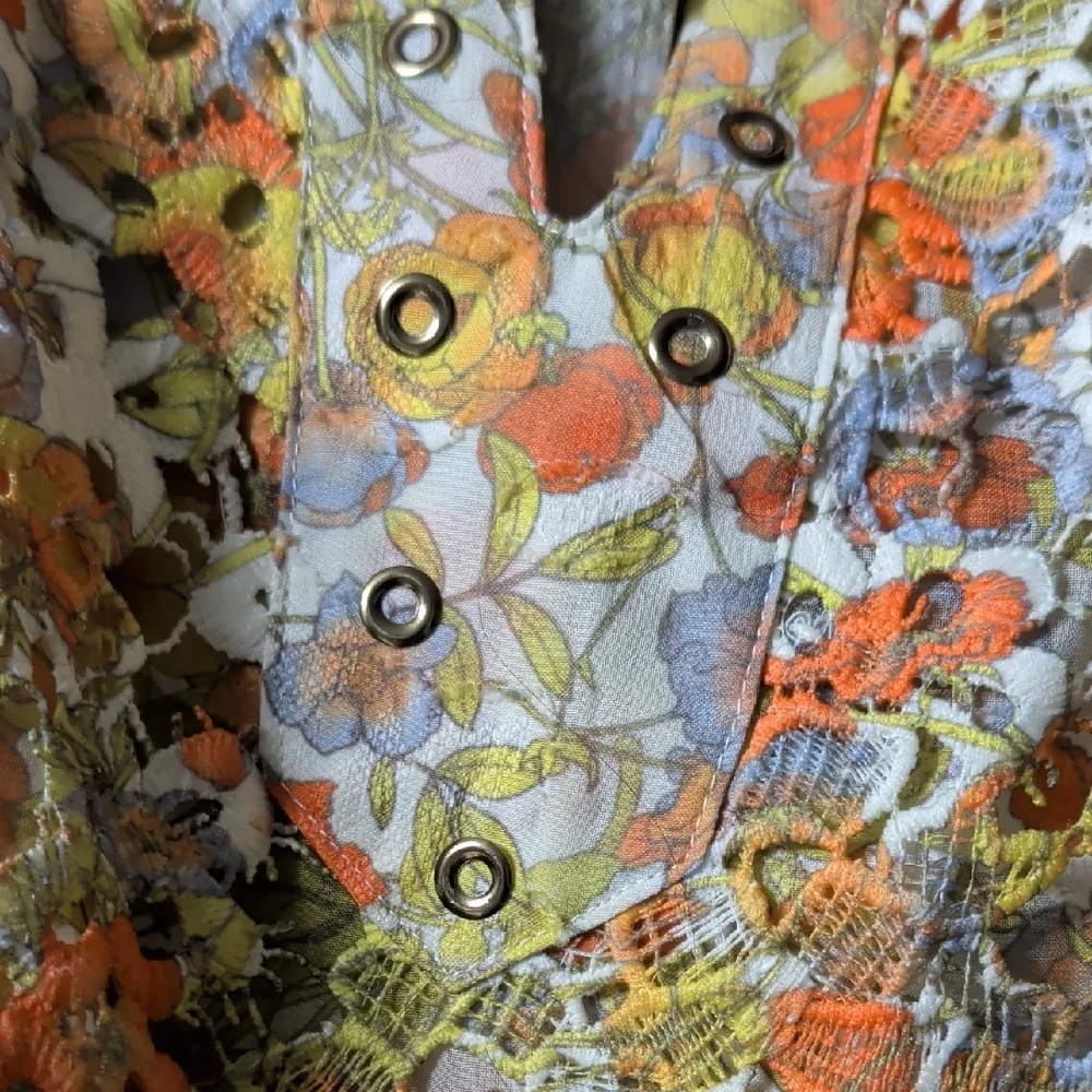 Multiples Orange and Yellow Floral V-Neck Tunic - Picture 6 of 9
